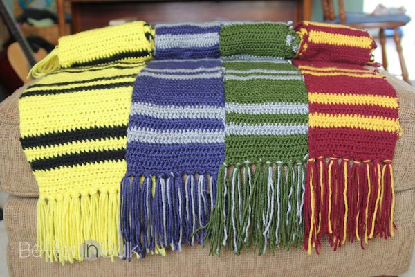 Harry Potter House Scarves {Free Crochet Pattern}