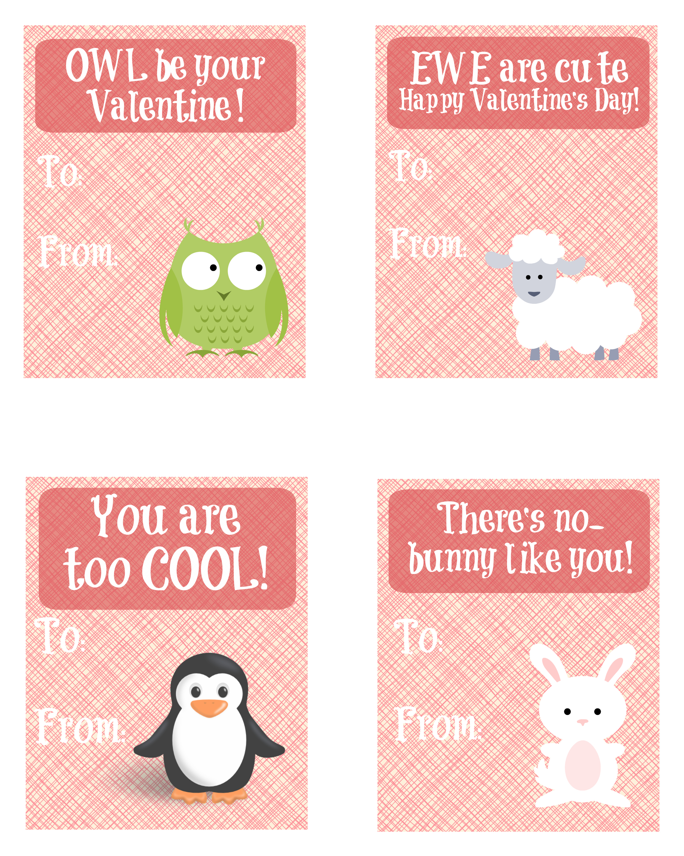 Cute Animal Valentine’s Day Cards Free Printable