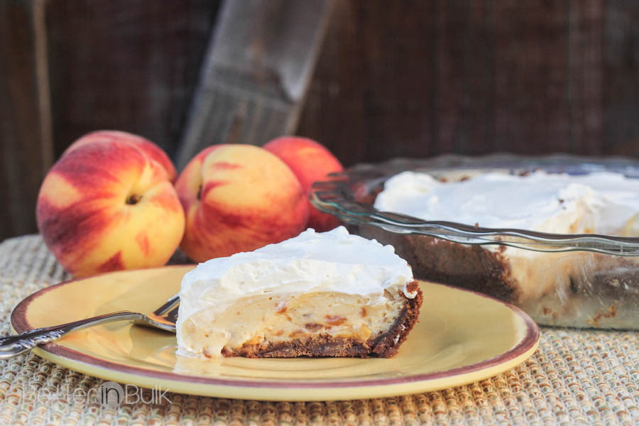 Peaches and Cream Icebox Pie with Gingersnap Crust