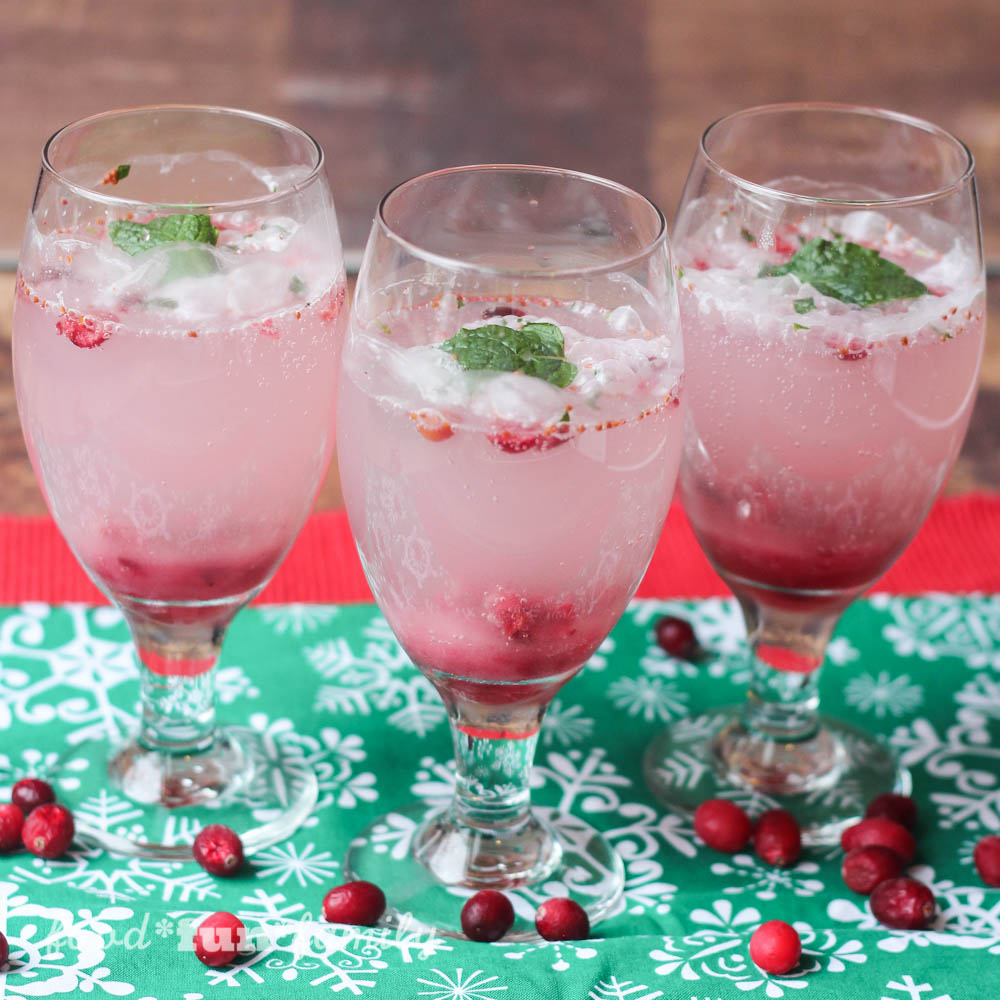 Sparkling Mint Cranberry Mocktail Recipe #SparklingHolidays