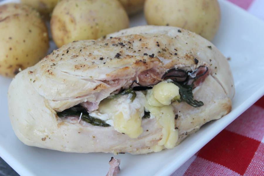 Pressure Cooker Ham & Spinach Stuffed Chicken Breasts