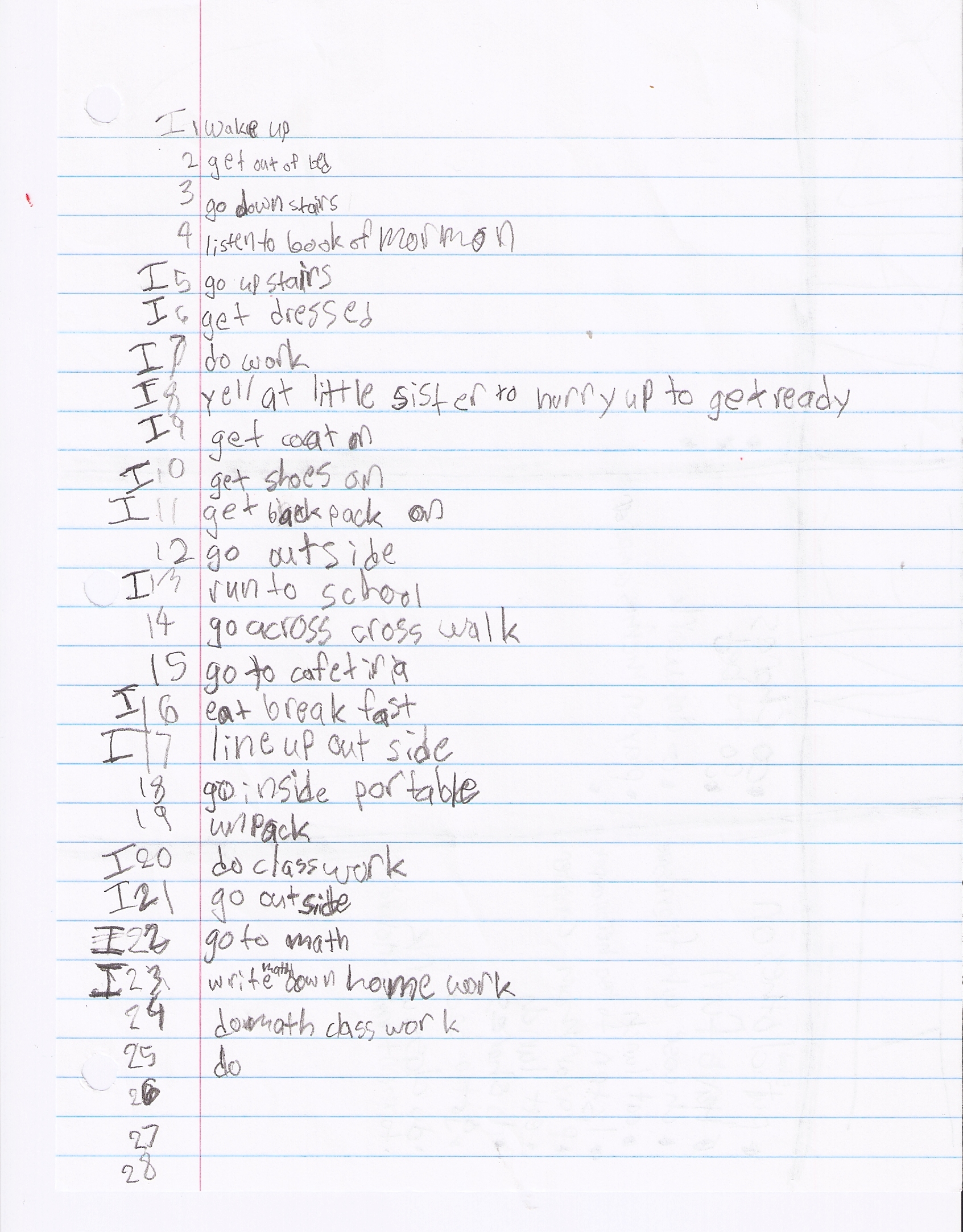 Nine-Year-old's to do list