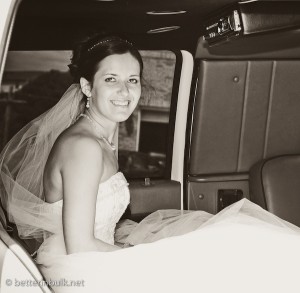 bride in limo