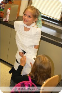 mummy wrap with toilet paper