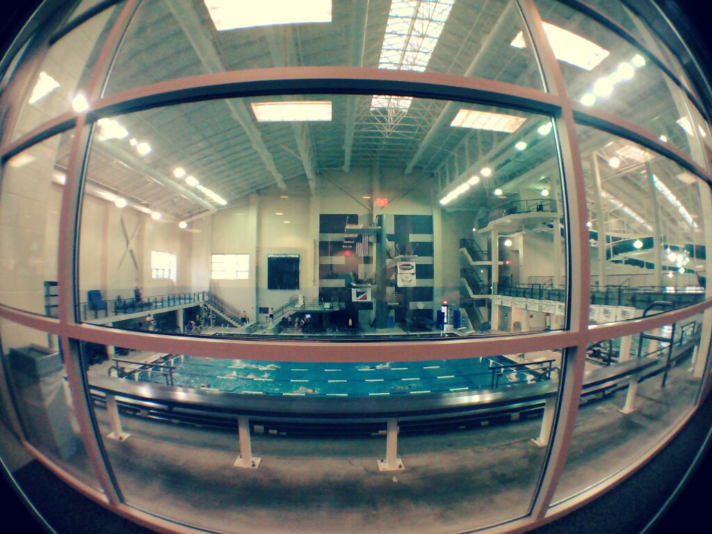 swimming pool with fish eye lens