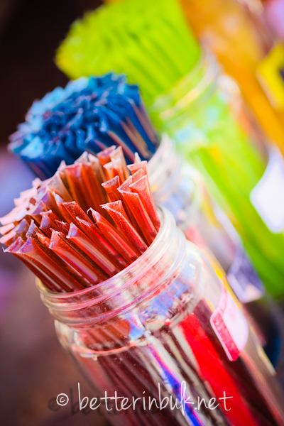 colorful rainbow honey straws