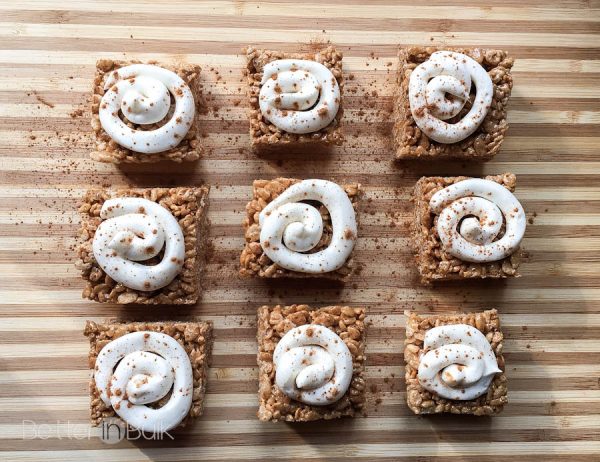 Want the taste of cinnamon rolls without all the work? These Cinnamon Roll Rice Krispie Treats with a cream cheese frosting swirl are a no-bake, no-hassle alternative. You won't believe how delicious they are!