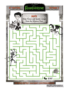 FRANKENWEENIE - Monster Pet Maze activity sheet