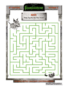 FRANKENWEENIE - Sparky Maze activity sheet