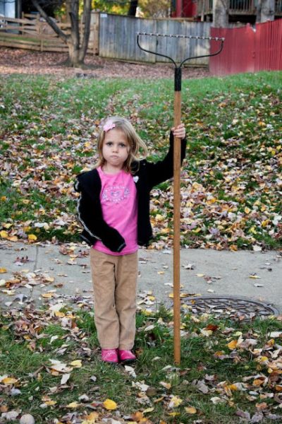 silly fall traditions - raking leaves