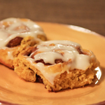 Pumpkin cinnamon rolls with cream cheese frosting