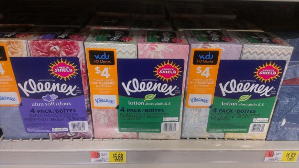 Kleenex vudu packaging at walmart