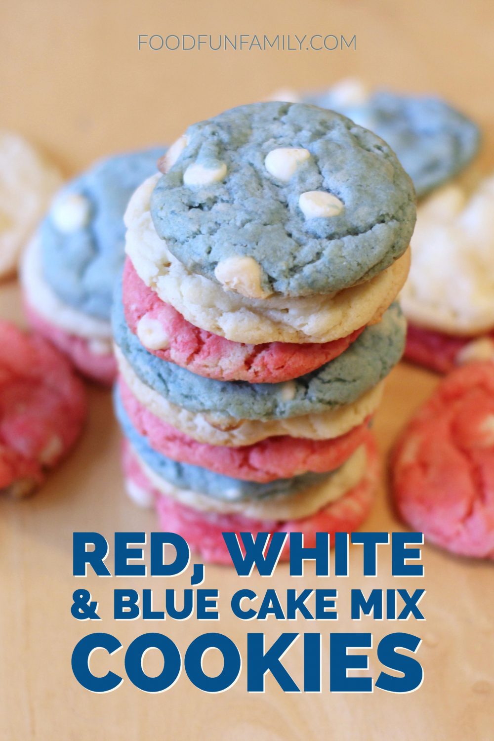 Red white and blue cake mix cookies - the perfect EASY and delicious cookie recipe for the 4th of July, Memorial Day, and beyond.