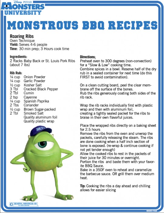 Monsters University BBQ recipes page 2