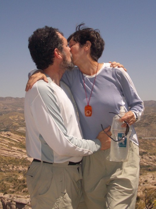 Porter and Gail Storey kissing on Pacific Crest Trail