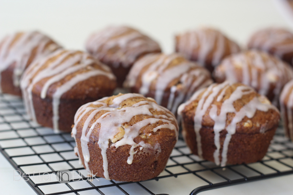 Glazed Pumpkin Muffins with White Chocolate Chips