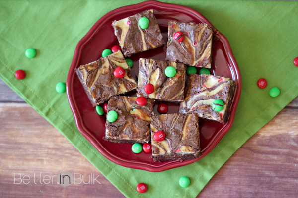 festive-marbled-brownies with M&M's