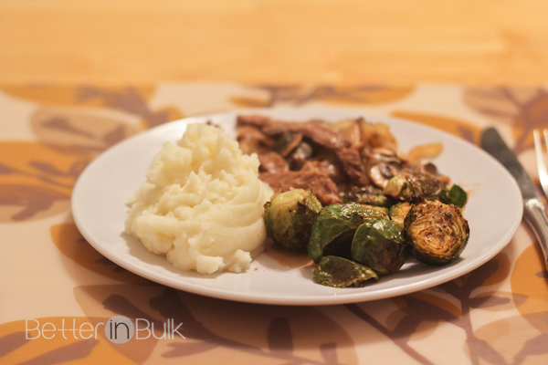 Steak with Mushroom and Onion Sauce and betty crocker mashed potatoes-130