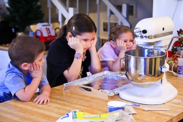 homemade gingerbread houses and frosting cement