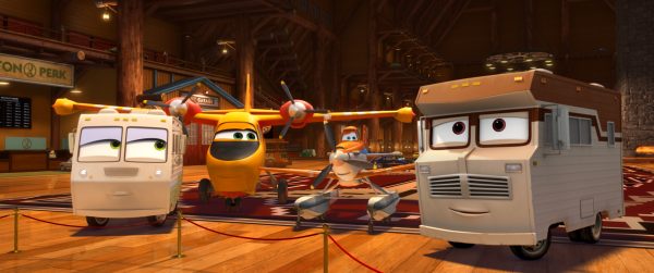 "PLANES: FIRE & RESCUE" Pictured (L-R): Winnie, Dipper, Dusty, Harvey. ©2014 Disney