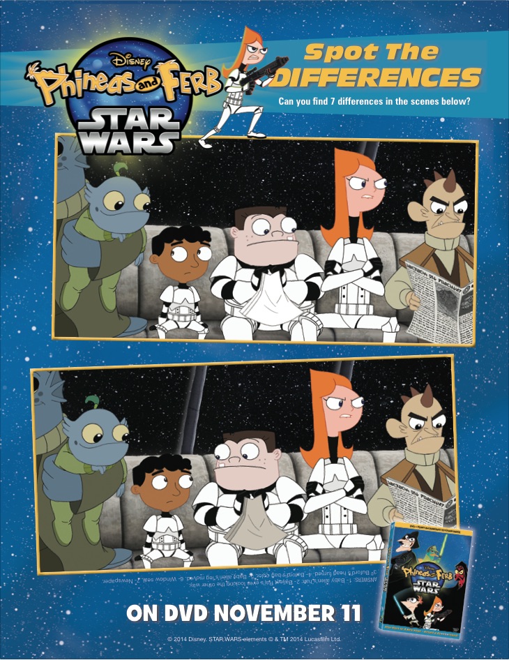 Phineas and Ferb Star Wars find the differences