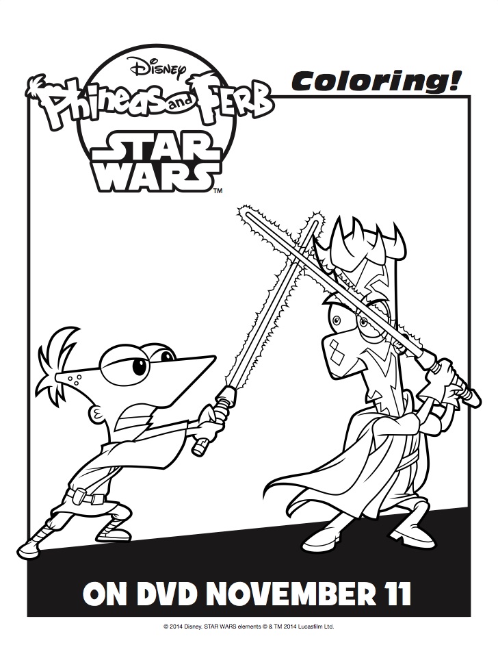 phineas and ferb star wars coloring pages