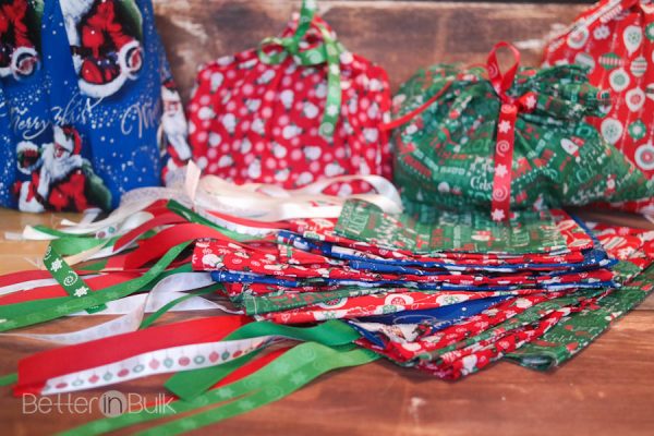 DIY reusable fabric gift bags for Christmas