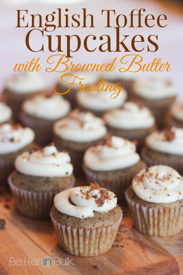 English Toffee Cupcakes with Browned Butter Frosting