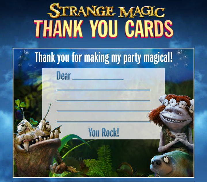 Strange Magic - thank you cards