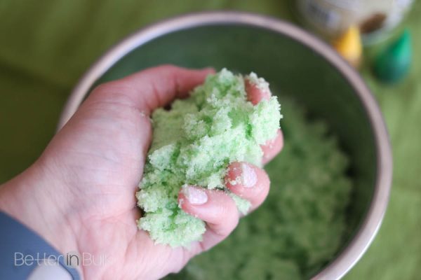 Mint sugar scrub with coconut oil and peppermint essential oils