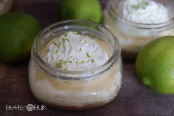 Mason jar key lime pies. All the goodness of a key lime pie in a single-serving presentation. These mini pies are perfect for parties!