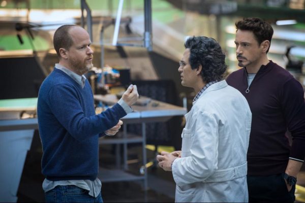 Joss Whedon and Mark Ruffalo on the set of Avengers: Age of Ultron {Photo credit: Marvel}