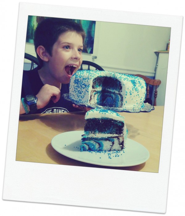 AJ with his zebra birthday cake