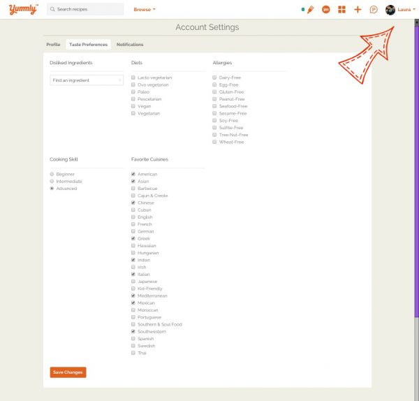 yummly preferences