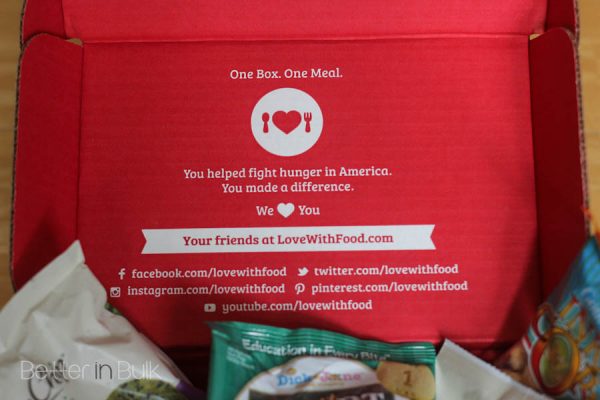 Love with Food donates a meal to a hungry child for every box delivered