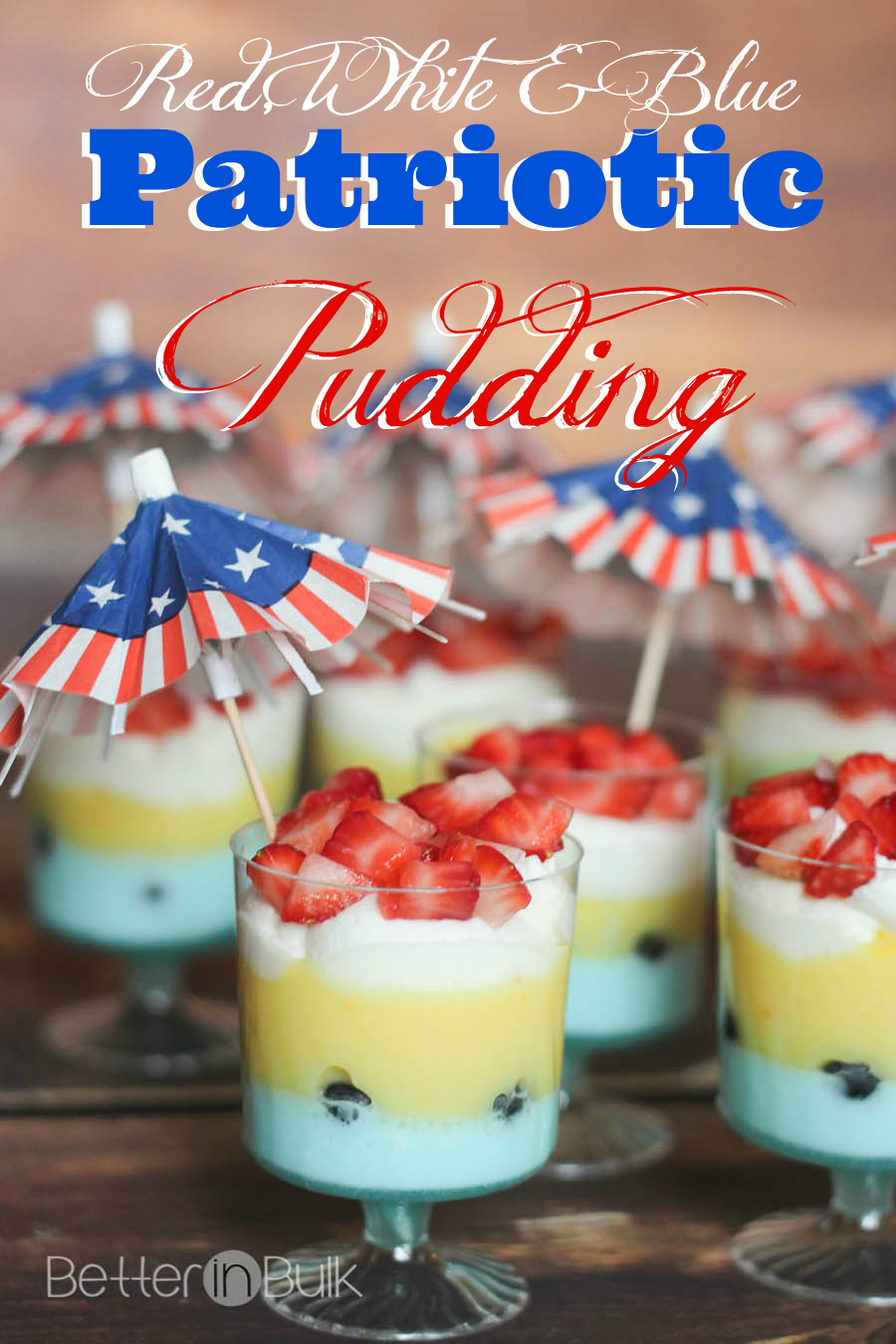 Red, white and blue patriotic pudding