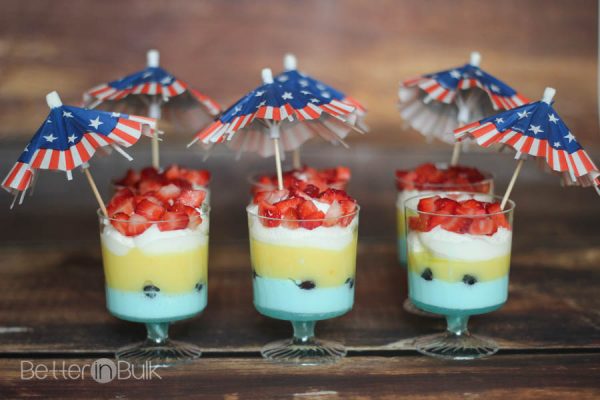 Red, white and blue patriotic pudding