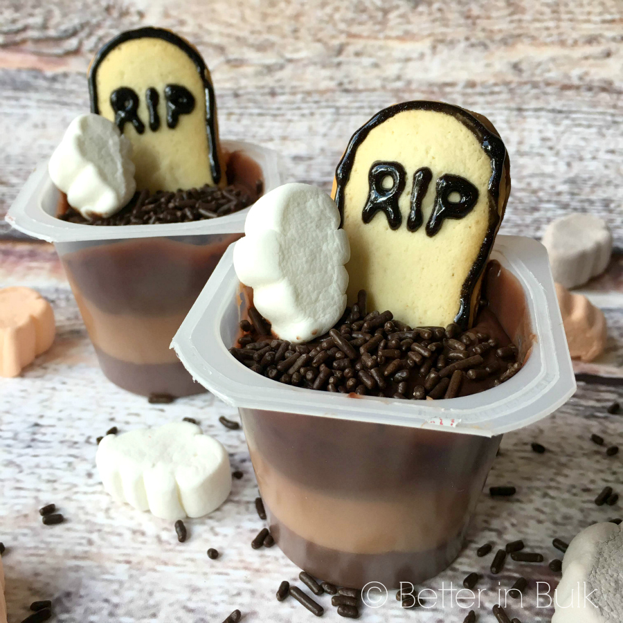 Ghosts in a Graveyard Pudding Cups Halloween recipe