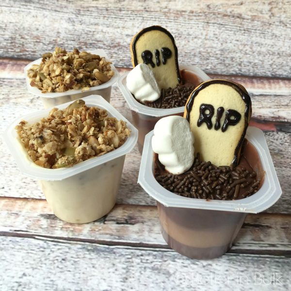 Ghosts in a Graveyard Pudding Cups Halloween recipe by Better in Bulk