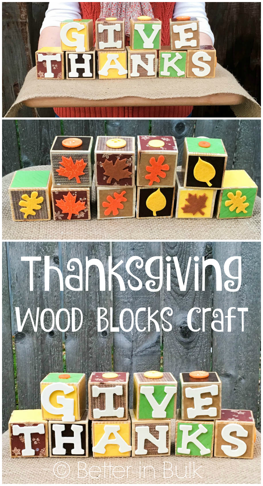 Thanksgiving Craft Give Thanks Wooden Blocks by Better in Bulk