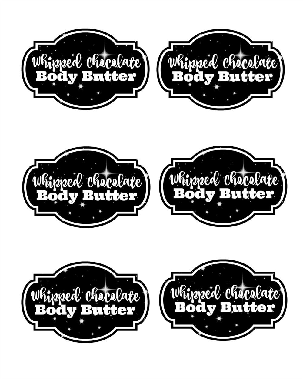 Whipped chocolate body butter printable tags from Food Fun Family