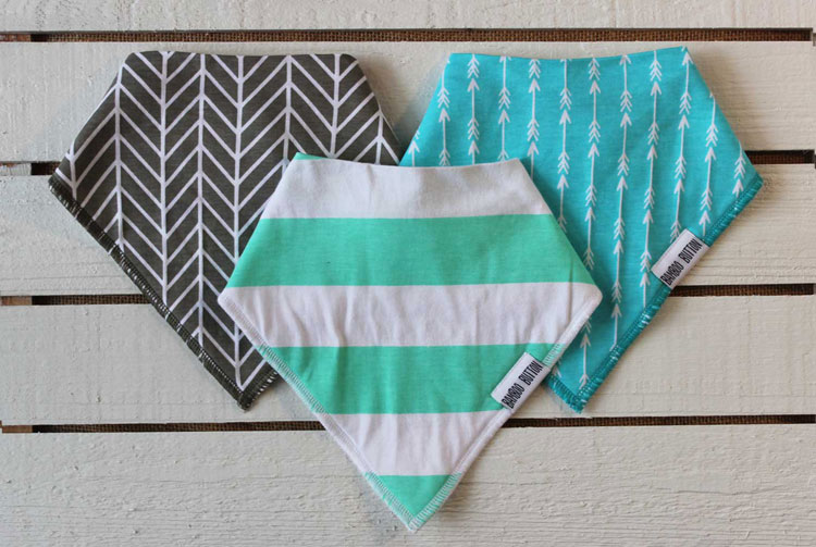 Bamboo Button unisex baby bandanas