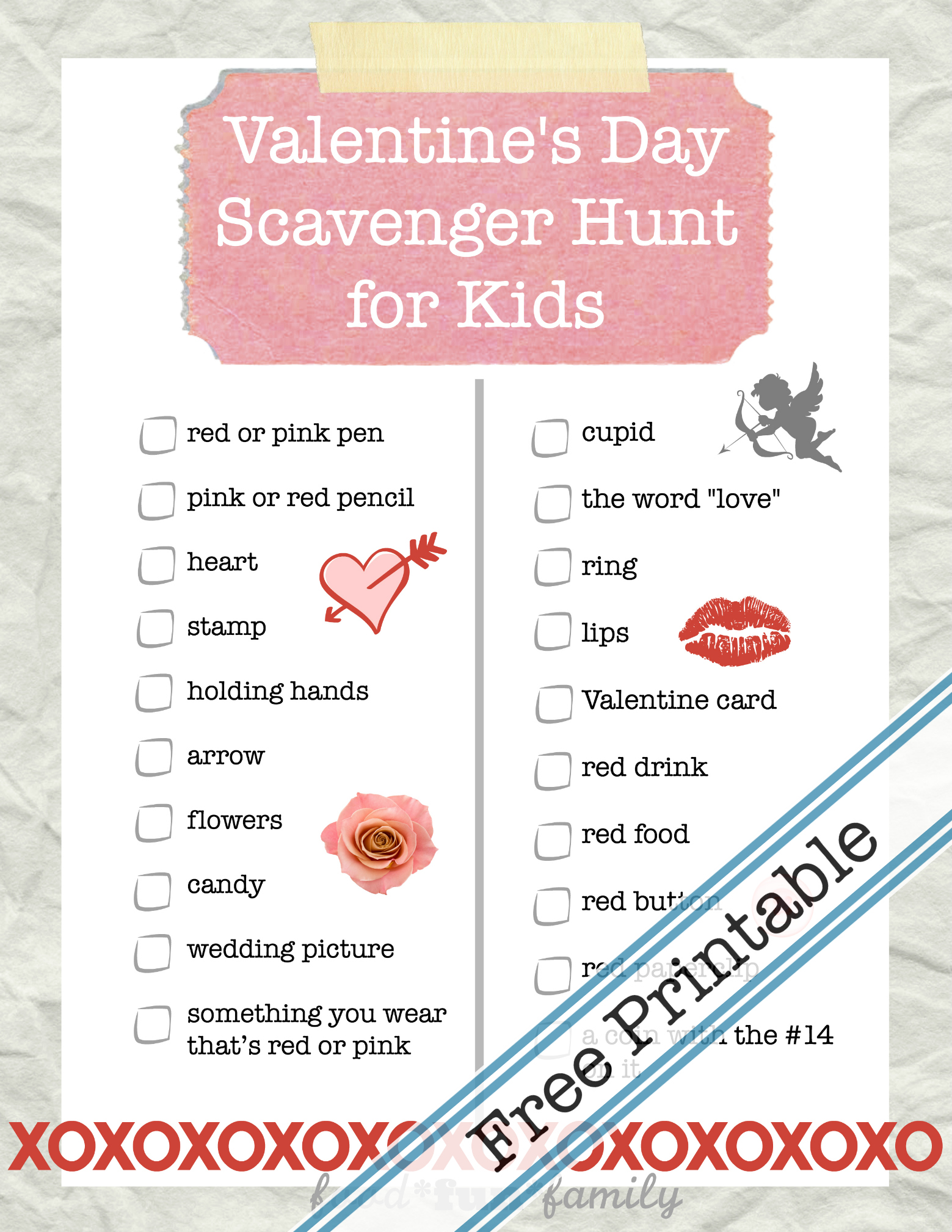 Valentine’s Day Scavenger Hunt Printable For Kids