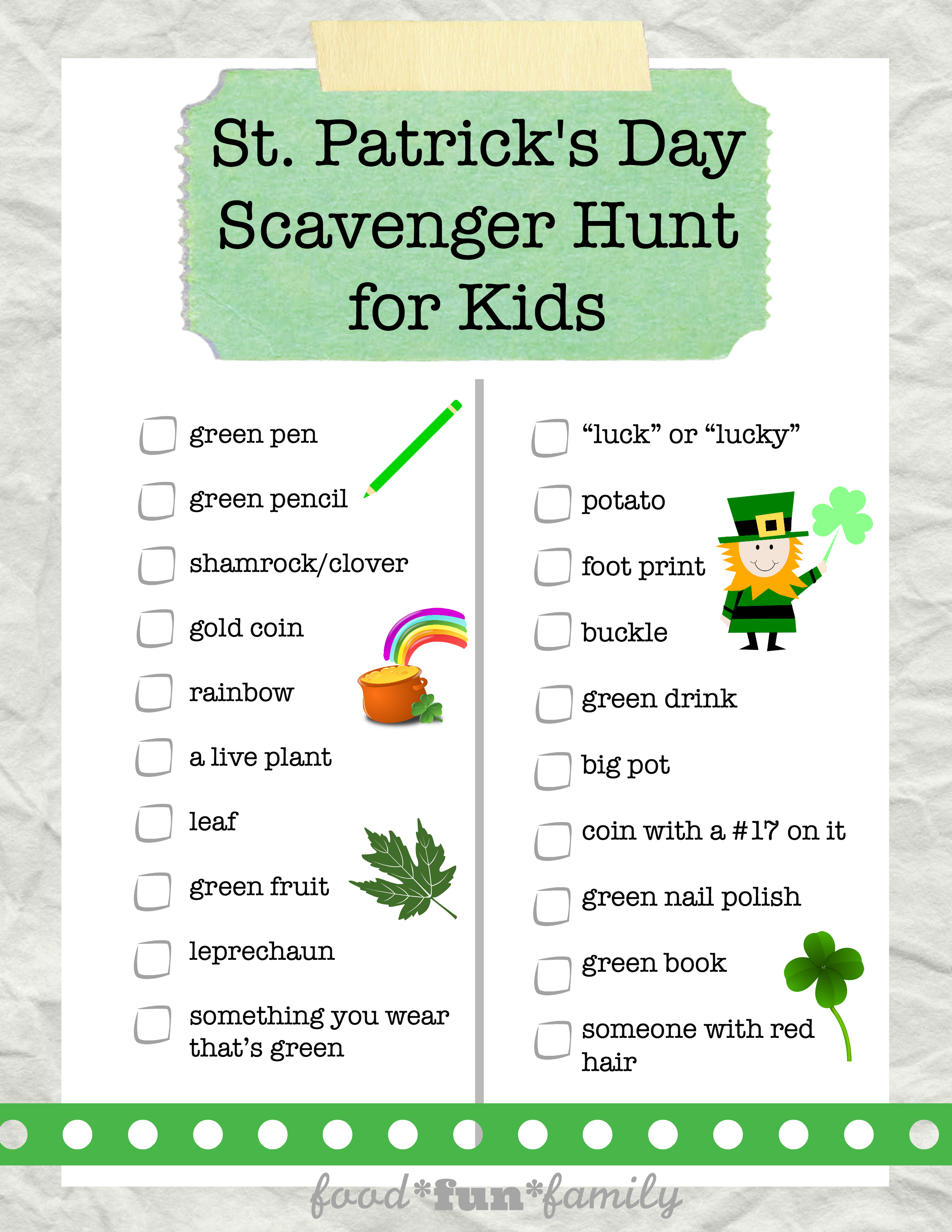 St Patrick's Day Scavenger Hunt Kids St Patrick S Day Treasure Hunt