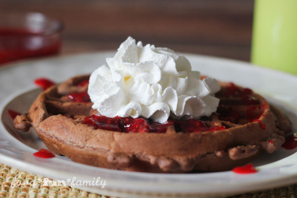 Triple chocolate waffles with raspberry sauce-9