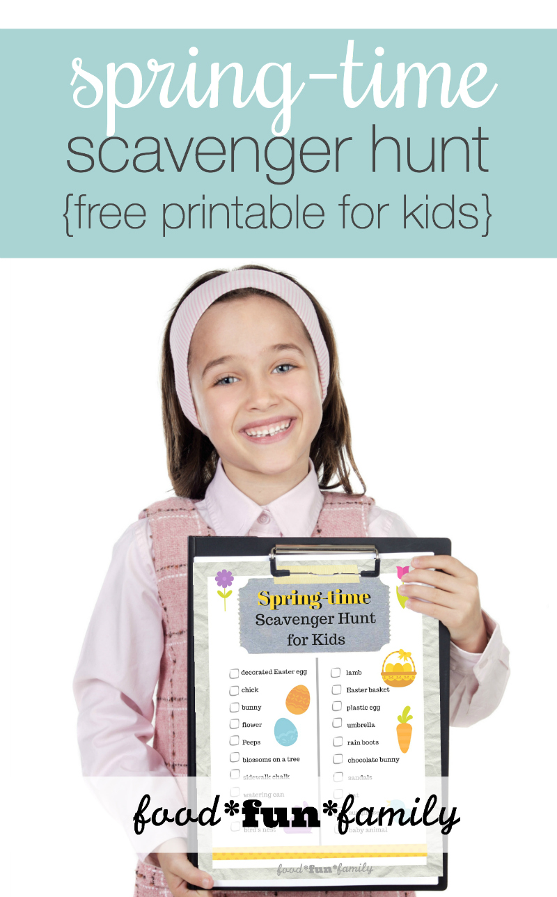 Spring time scavenger hunt free printable for kids