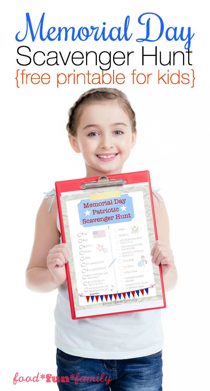 Memorial Day Scavenger Hunt - a free printable activity for kids from Food Fun Family