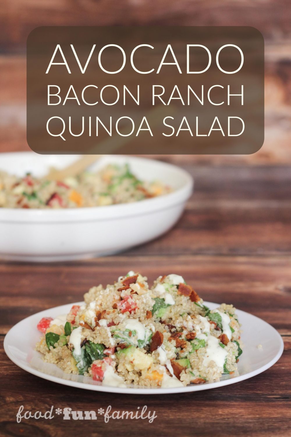 Avocado Bacon Ranch Quinoa Salad - a delicious cold "loaded" quinoa salad that is perfect for summer time gatherings and barbecues