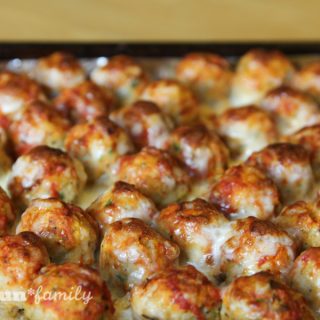 Chicken parmesan meatballs - a fun twist on traditional spaghetti and meatballs and chicken parmesan. Your whole family will love it!