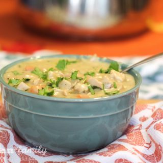 Creamy poblano chicken soup - enjoy a hot bowl of comfort food with one of my family's favorite soup recipes!
